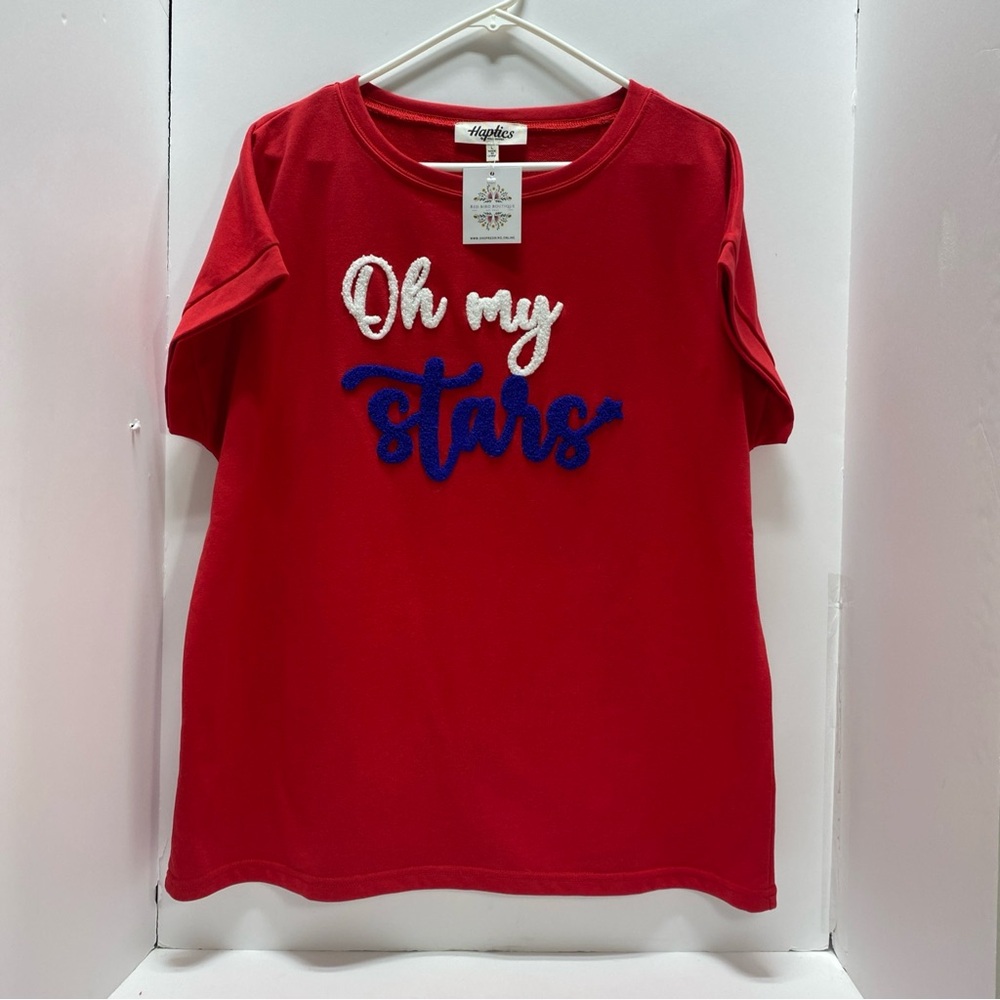 Haptics Red 'Oh My Stars' Women shirt NWT Patriotic